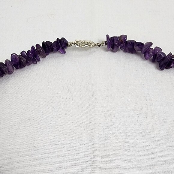 VTG Amethyst Large Tumbled Chip Necklace Dark Purple Chakra Energy Healing Gemst - Picture 8 of 9